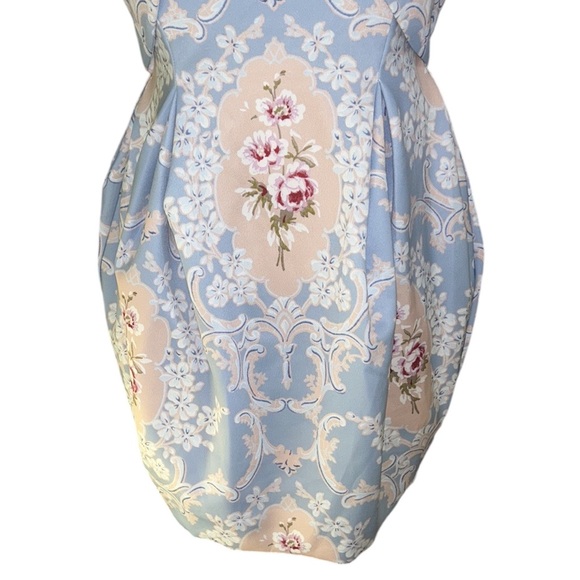 NWT ASOS Design Floral Print Backless Cutout Mini Tulip Dress in Pastel Regal  6 - Picture 7 of 16